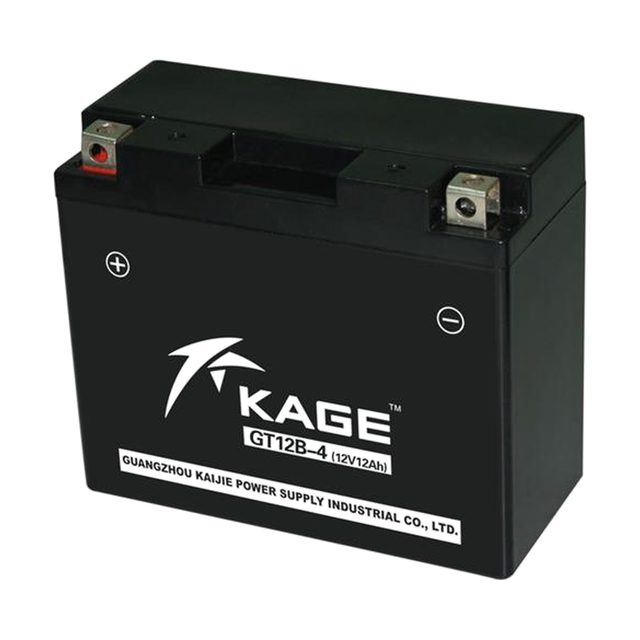 Batteria moto YT12B-BS al gel, vista frontalmente con entrambi i terminali