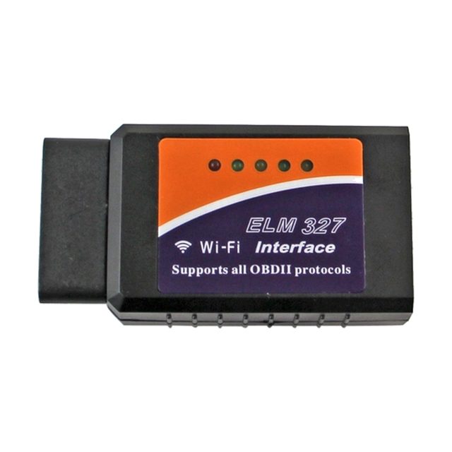 Adattatore ELM327 WiFi nero con etichetta arancione