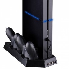 4 in 1 supporto verticale con 3 porte USB aggiuntive, ventola di raffreddamento e caricabatterie per PS4 (nero) PS3 ACCESSORY  12.00 euro - satkit