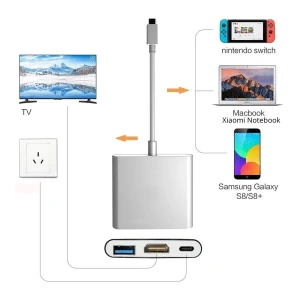 Adattatore USB C a HDMI 4K per Nintendo Switch e hub USB 3.1 Tipo C