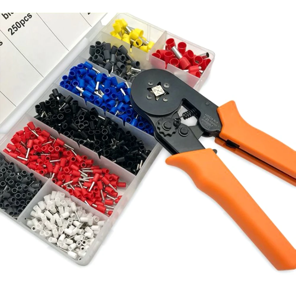 Pinza crimpatrice con terminali 0.25-10 mm² - Kit da 1200 pezzi