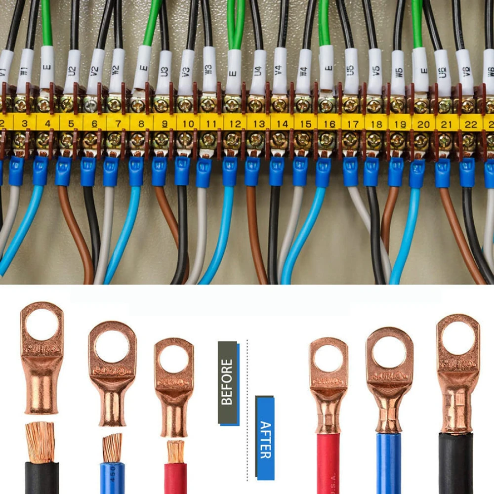 Pinza crimpatrice 6-50mm² con impugnature antiscivolo e rotazione regolabile