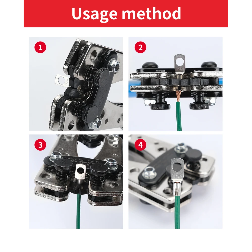 Pinza crimpatrice 6-50mm² con impugnature antiscivolo e rotazione regolabile