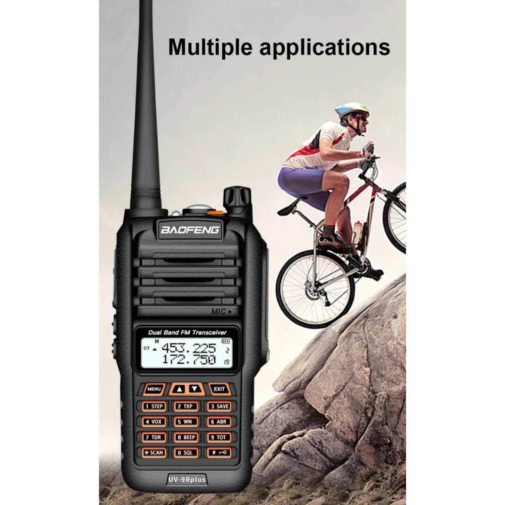 Baofeng UV9R Plus walkie talkie a lungo raggio con 160 canali VHF/UHF
