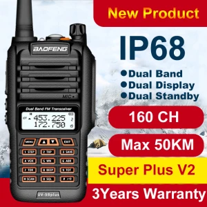 Baofeng UV9R Plus walkie talkie a lungo raggio con 160 canali VHF/UHF