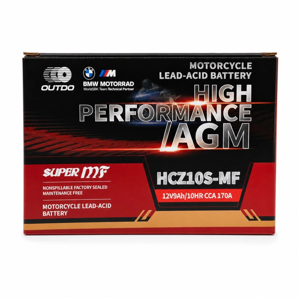 Batteria Moto AGM 12V 9Ah OUTDO HCZ10S-MF - Compatibile Yuasa YTZ10S(-BS) / GTZ10S / ETZ10S