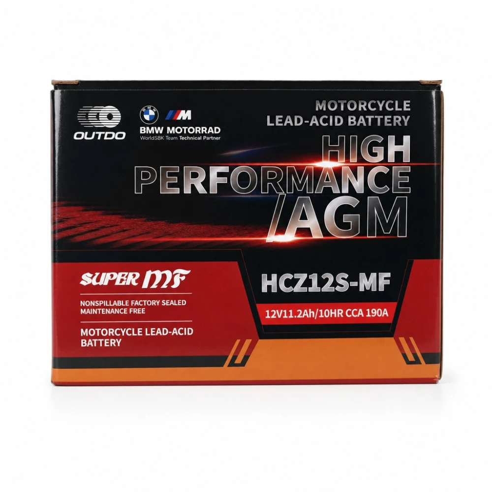 Batteria Moto AGM 12V 11.2Ah OUTDO HCZ12S-MF - Compatibile Yuasa YTZ12S(-BS) / GTZ12S / ETZ12S