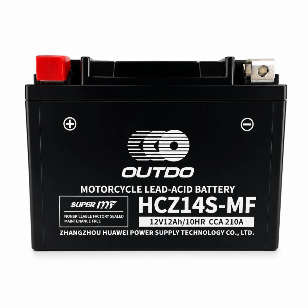 Batteria Moto AGM 12V 12Ah OUTDO HCZ14S-MF - Compatibile Yuasa YTZ14S(-BS) / GTZ14S / ETZ14S
