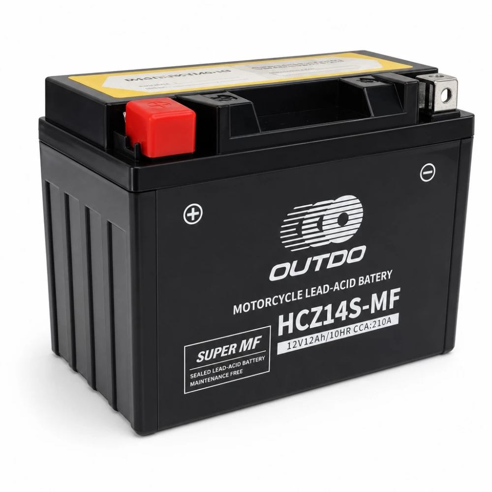 Batteria Moto AGM 12V 12Ah OUTDO HCZ14S-MF - Compatibile Yuasa YTZ14S(-BS) / GTZ14S / ETZ14S