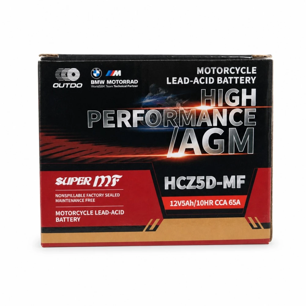 Batteria Moto AGM 12V 5Ah OUTDO HCZ5D-MF - Compatibile Yuasa YTZ7S-BS / GTZ7S / ETZ5L-BS