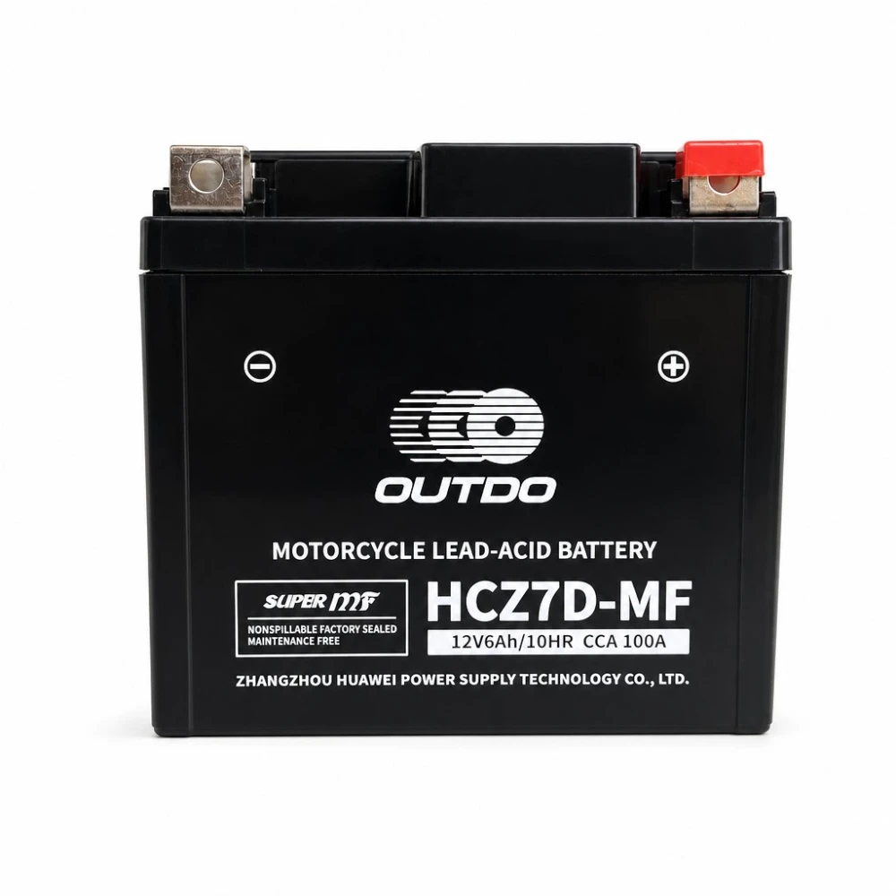 Batteria Moto AGM 12V 6Ah OUTDO HCZ7D-MF - Compatibile Yuasa YTZ7S-BS / GTZ7S / ETZ7S