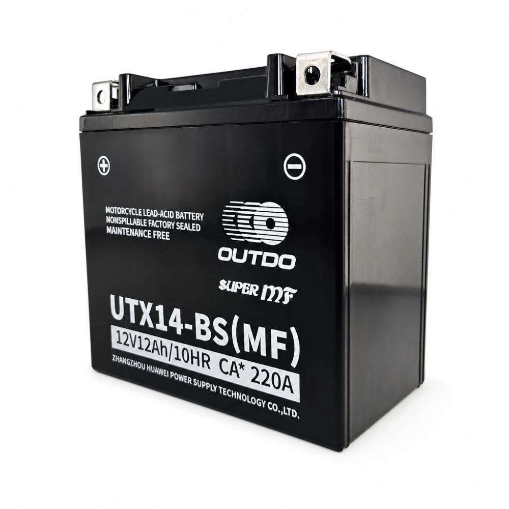 Batteria Moto AGM 12V 12Ah OUTDO UTX14-BS(MF) - Compatibile Yuasa YTX14-BS / GTX14-BS / ETX14-BS