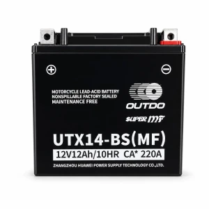 Batteria Moto AGM 12V 12Ah OUTDO UTX14-BS(MF) - Compatibile Yuasa YTX14-BS / GTX14-BS / ETX14-BS