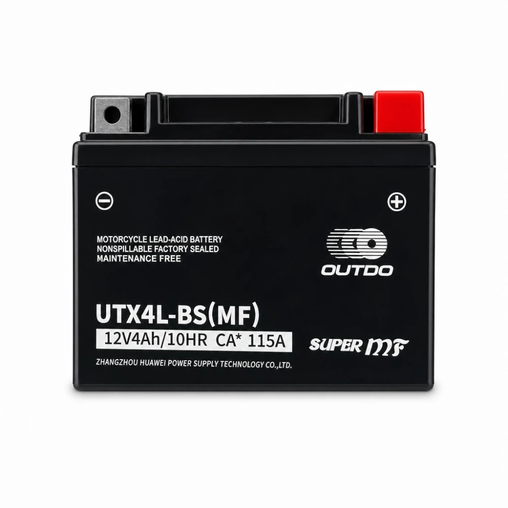 Batteria Moto AGM 12V 4Ah OUTDO UTX4L-BS(MF) - Compatibile Yuasa YTX4L-BS / GTX4L-BS / ETX4L-BS