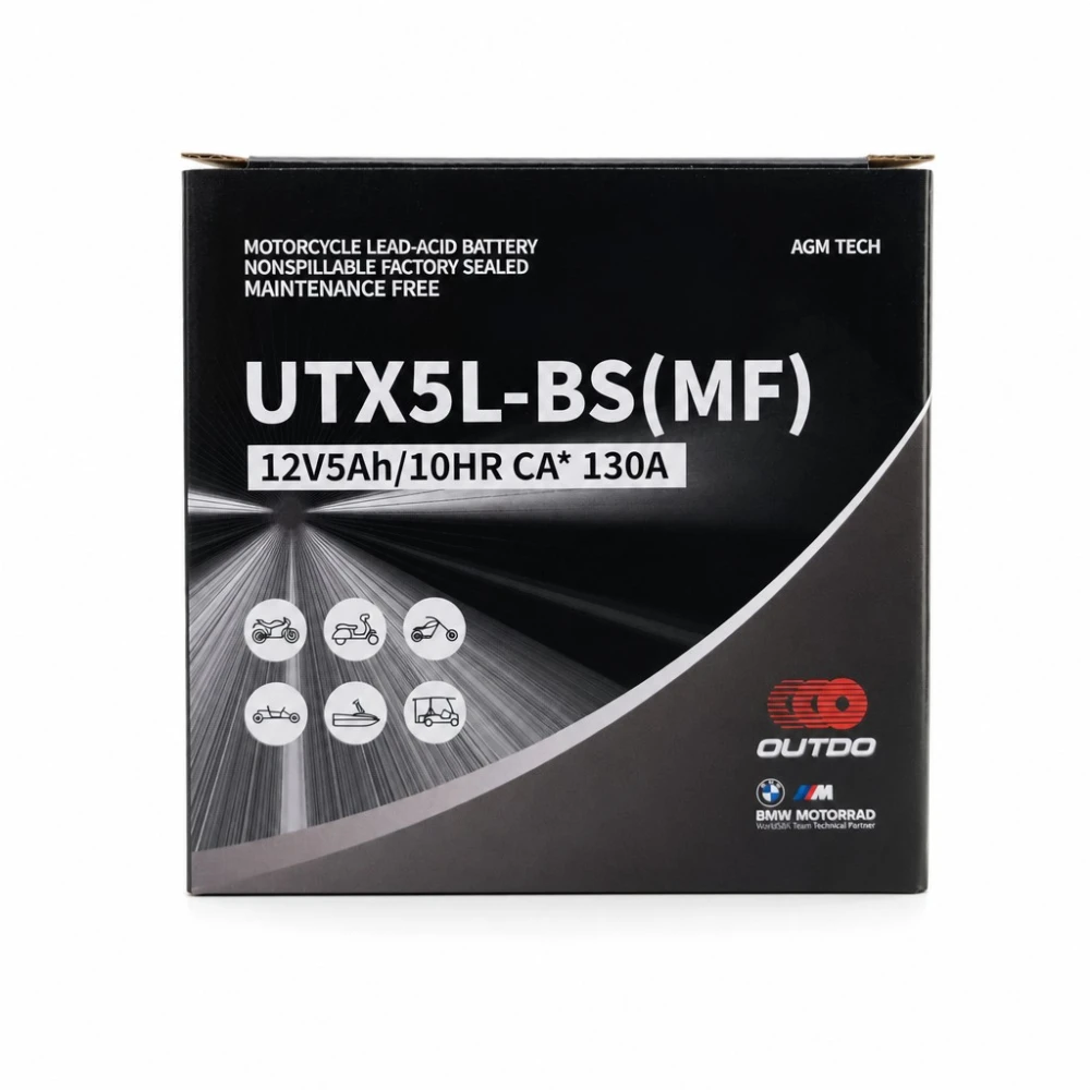 Batteria Moto AGM 12V 5Ah OUTDO UTX5L-BS(MF) - Compatibile Yuasa YTX5L-BS / GTX5L-BS / ETX5L-BS