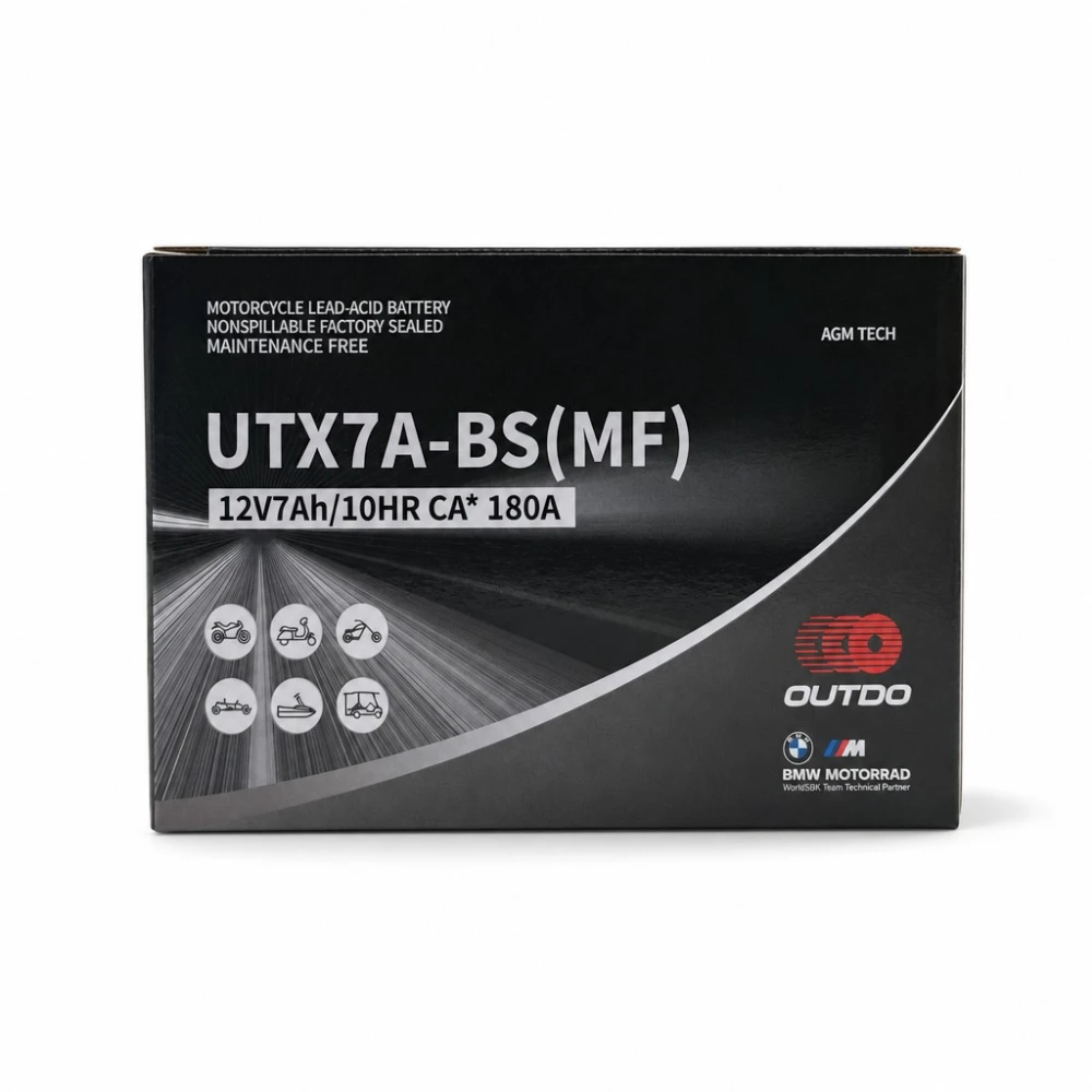 Batteria Moto AGM 12V 7Ah OUTDO UTX7A-BS(MF) - Compatibile Yuasa YTX7A-BS / GTX7A-BS / ETX7A-BS