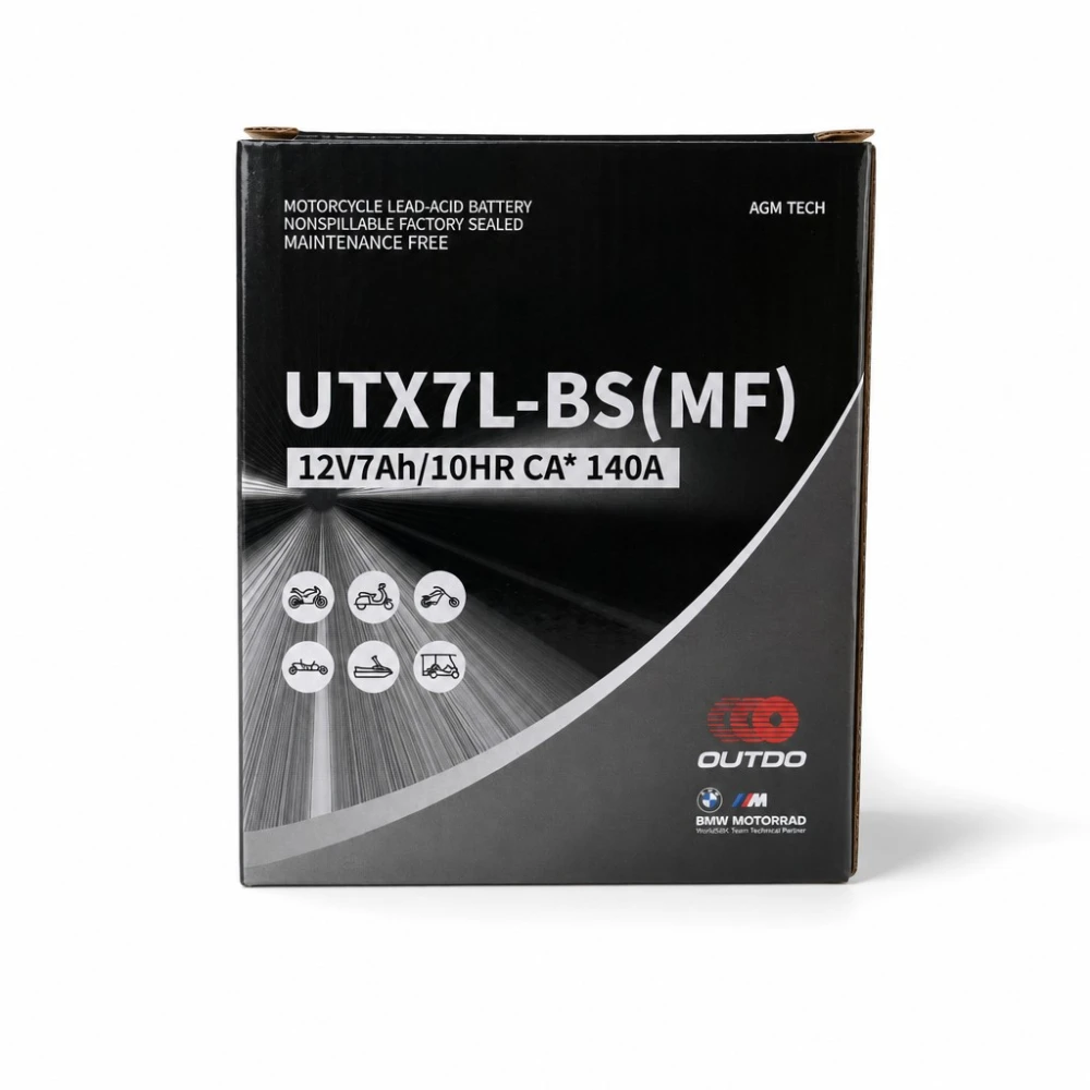 Batteria Moto AGM 12V 7Ah OUTDO UTX7L-BS(MF) - Compatibile Yuasa YTX7L-BS / GTX7L-BS / ETX7L-BS