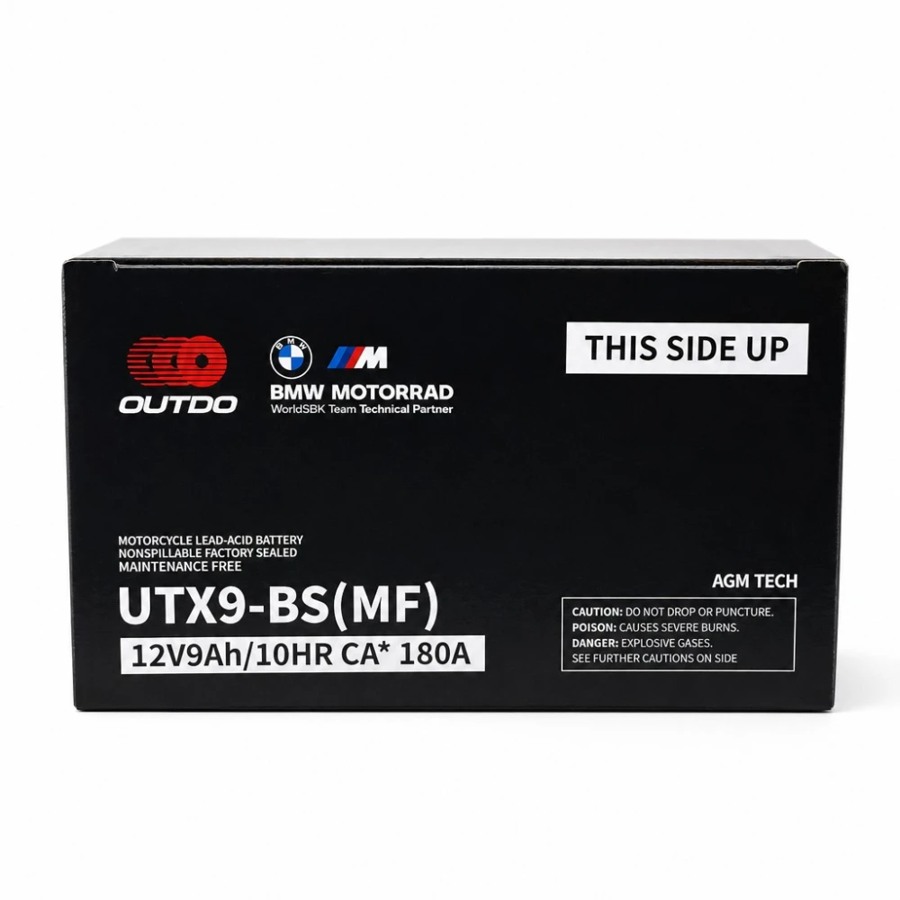 Batteria Moto AGM 12V 9Ah OUTDO UTX9-BS(MF) - Compatibile Yuasa YTX9-BS / GTX9-BS / ETX9-BS