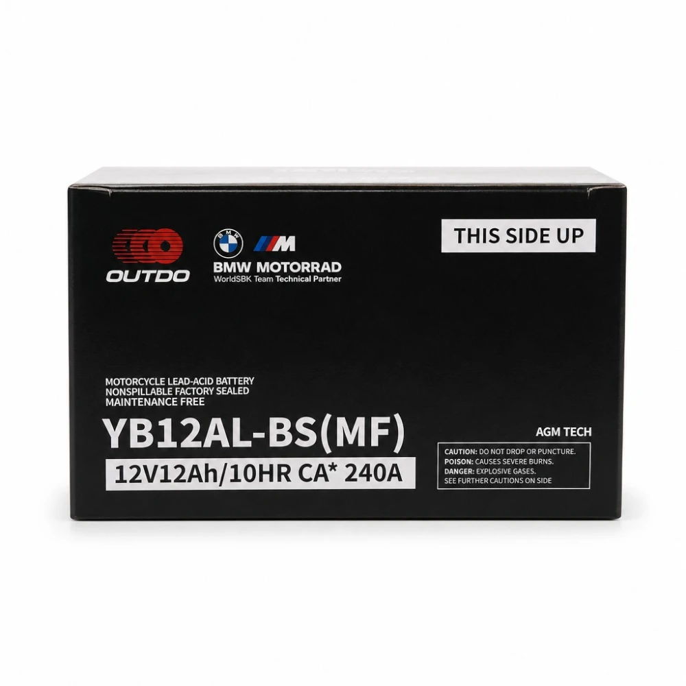 Batteria Moto AGM 12V 12Ah OUTDO YB12AL-BS(MF) - Compatibile Yuasa YB12AL-A2 / GS YB12AL-A2 / 12N12-4A-1 (flooded similare)