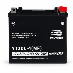 Batteria Moto AGM 12V 18Ah OUTDO YT20L-4(MF) - Compatibile Yuasa YTX20L-BS / GTX20L-BS / ETX20L-BS / Y50-N18L-A
