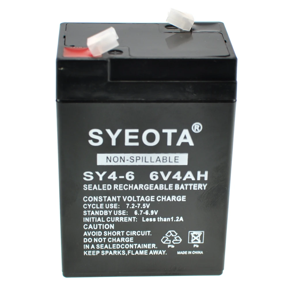 Batería plomo 6V 4Ah SY4-6 Songyuan en vista superior con terminales