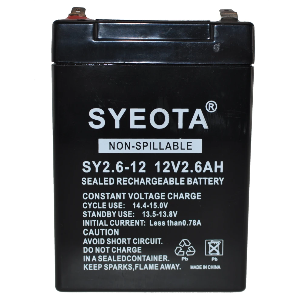 Batteria al piombo ricaricabile 12V 2.6Ah SY2.6-12 per allarmi, bilance e giocattoli