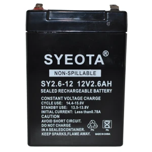 Batteria al piombo ricaricabile 12V 2.6Ah SY2.6-12 per allarmi, bilance e giocattoli