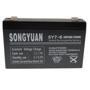 Songyuan Batteria al piombo sigillata ricaricabile 6V 7Ah SY7-6 per allarmi e UPS