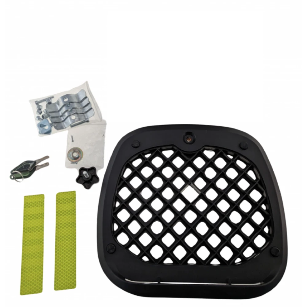 Maletero cuadrado para moto de 36 litros en ABS negro con cerradura y respaldo lumbar