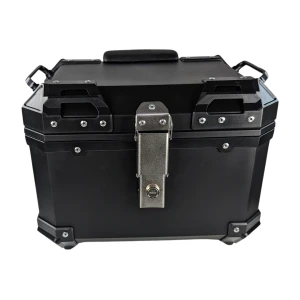 Bauletto moto universale 36L con schienale lombare e top case quadrato in ABS nero