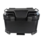 Bauletto moto universale 36L con schienale lombare e top case quadrato in ABS nero