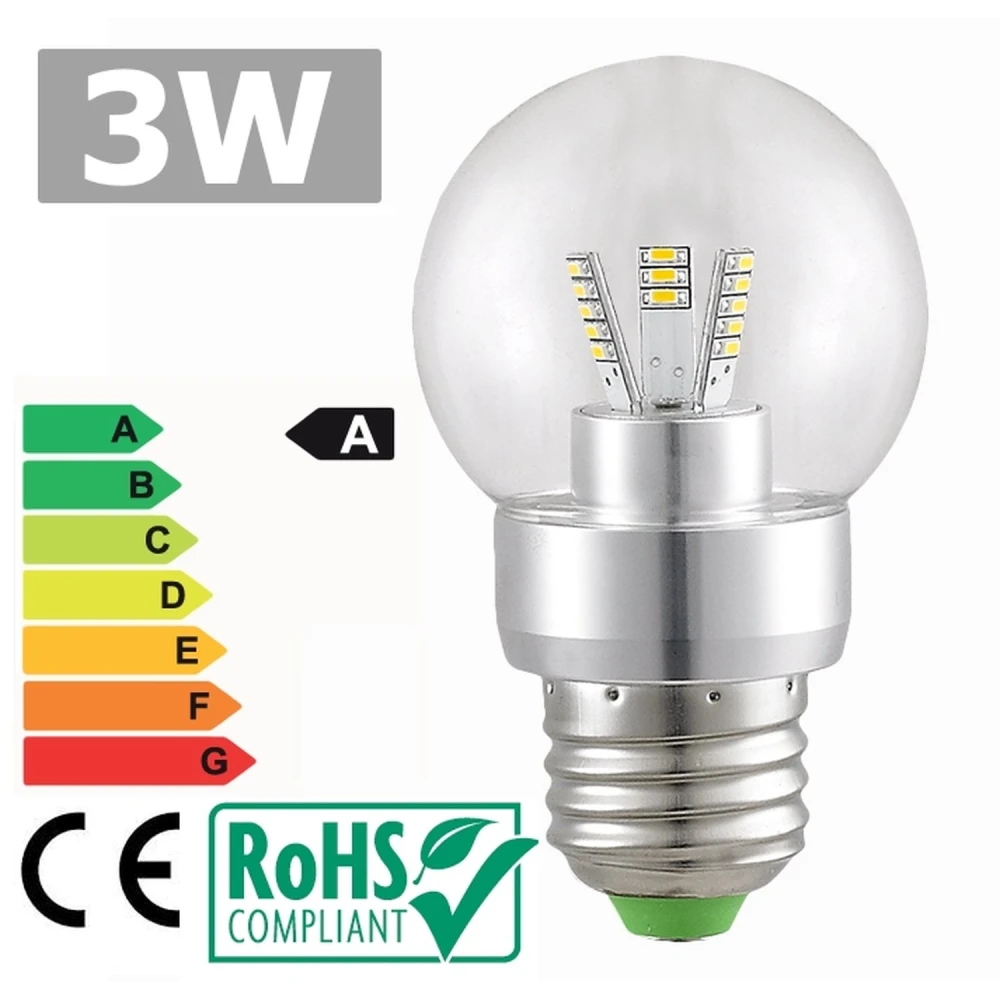 Lampadina LED E27 3W 3300K luce calda con illuminazione 360º