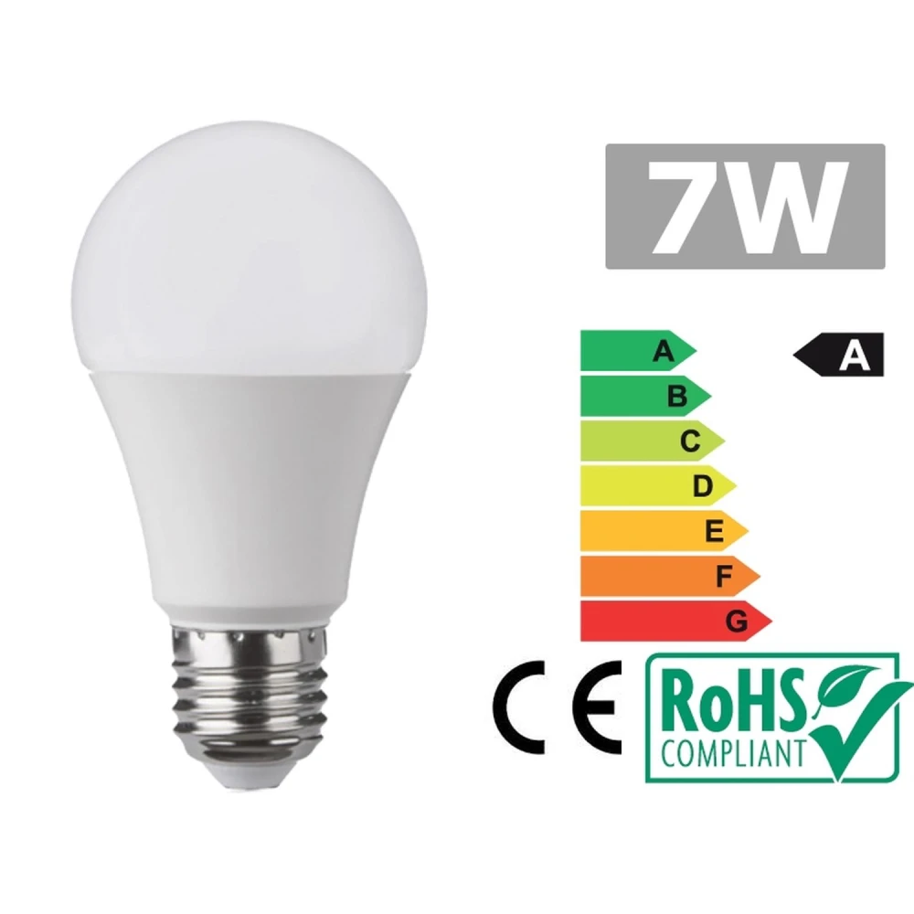 Lampadina LED E27 7W 3300K luce calda a basso consumo