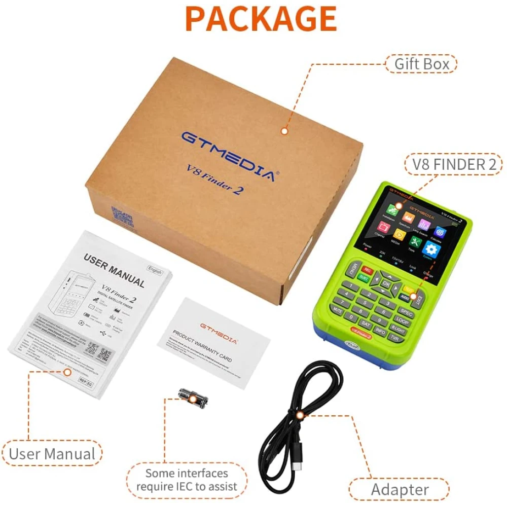 Buscador satelital portátil Freesat V8 Finder con funciones AV in y AV/HD out