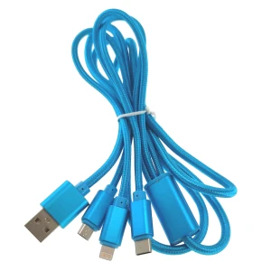 Cavo caricatore 3 in 1 Micro USB Tipo C Lightning 1.2m per ricarica rapida