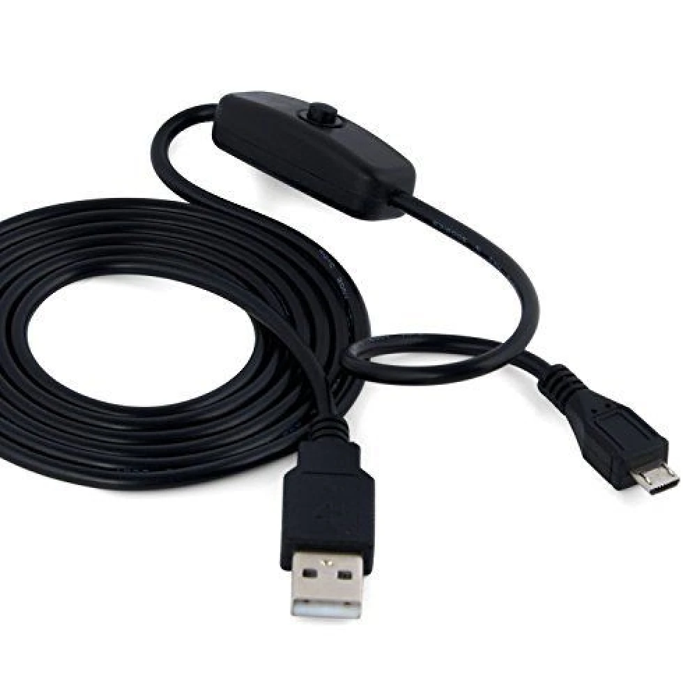 Cavo USB A Micro USB con interruttore per Raspberry Pi 1m nero