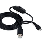Cavo USB A Micro USB con interruttore per Raspberry Pi 1m nero