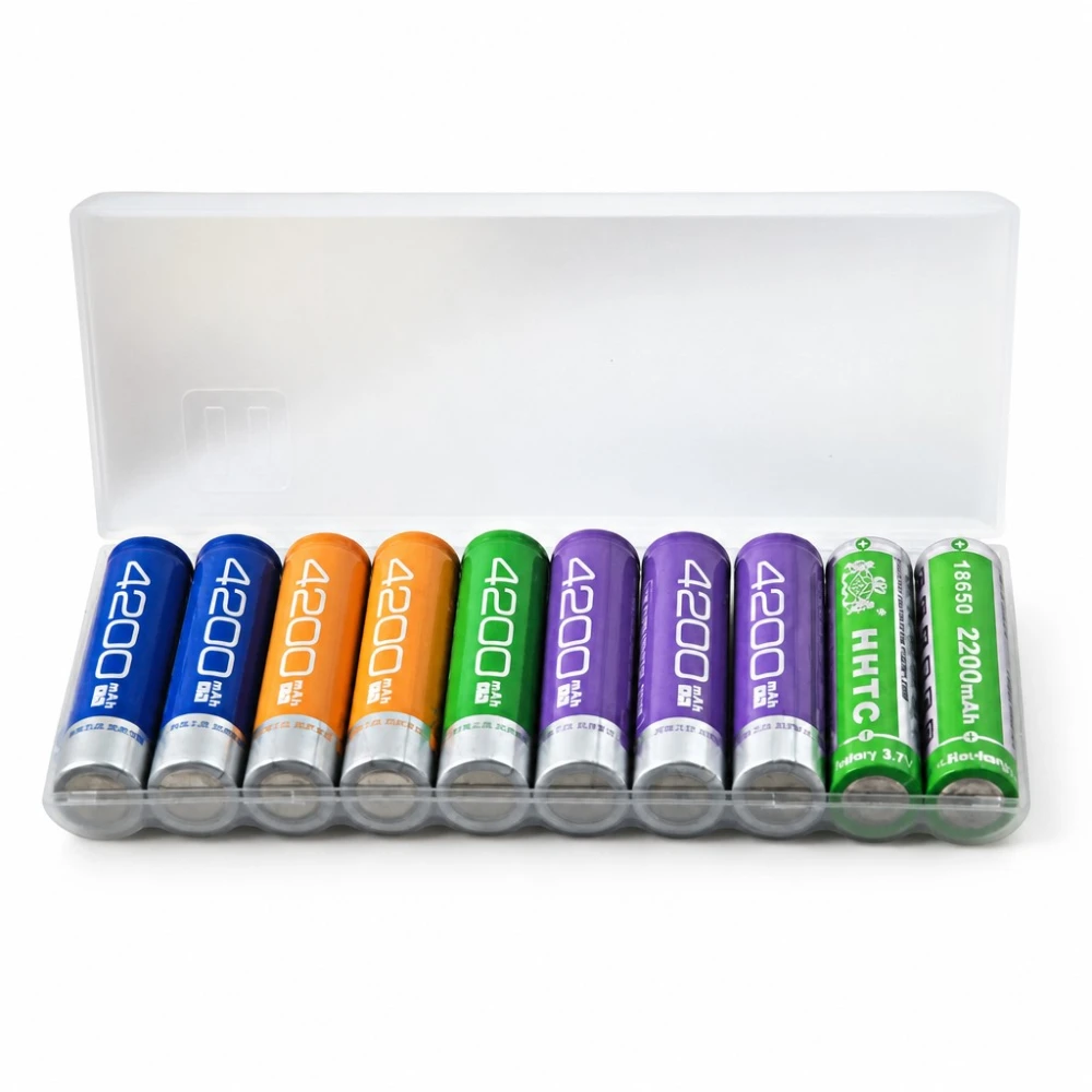 Contenitore Porta Batterie 10× 18650 Plastica Trasparente Grande Capacità