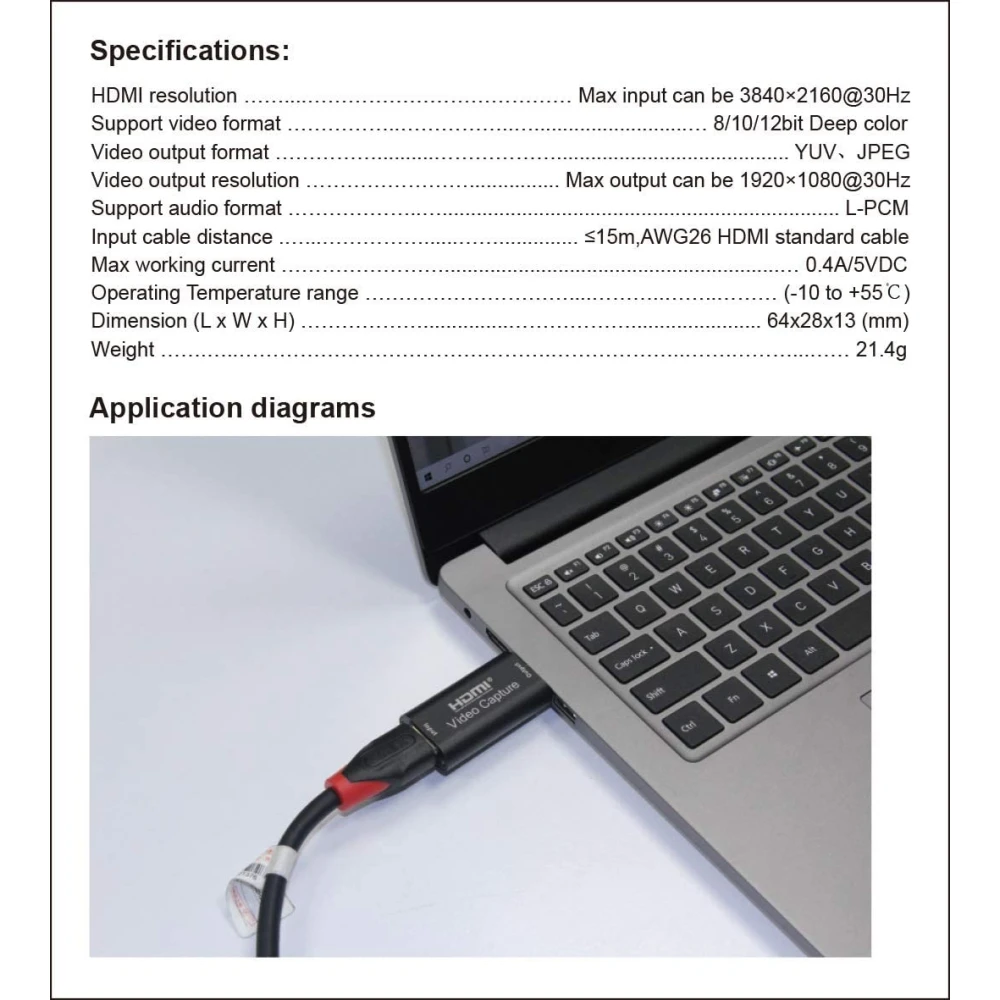 Scheda acquisizione video HDMI USB 1080P per streaming, gaming e videoconferenze