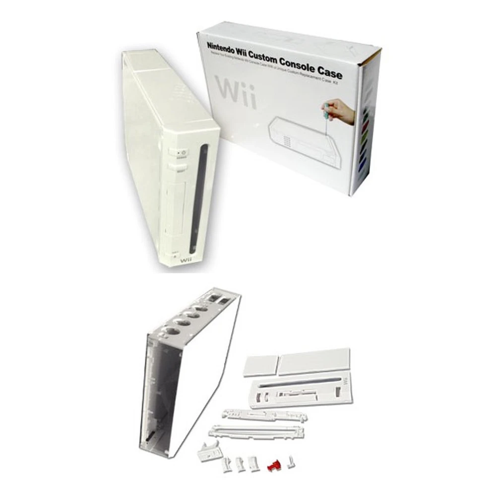 Scocca completa Nintendo Wii bianca con pulsanti e viti per riparazione
