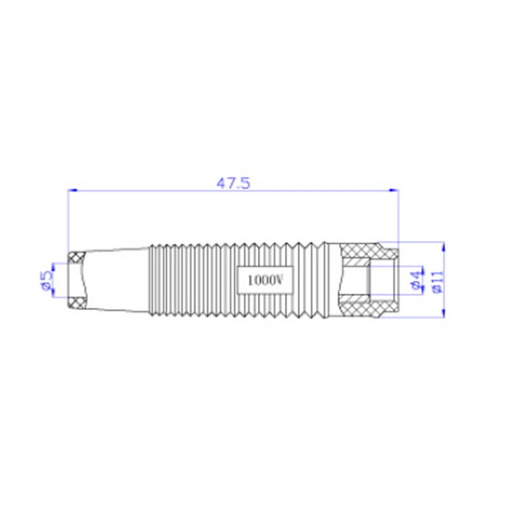 Vista lateral del conector banana hembra 4mm negro BS4506 para instrumentos de medición