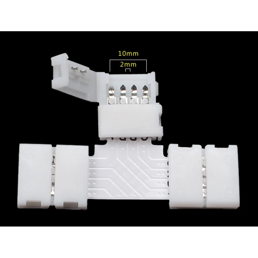 Connettore LED a T 4 pin 10mm 5050 RGB per strisce LED YourLed