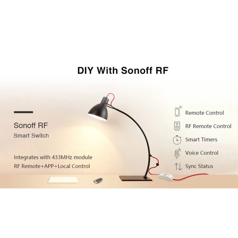 Detalle del conmutador inalámbrico Sonoff para control remoto de dispositivos