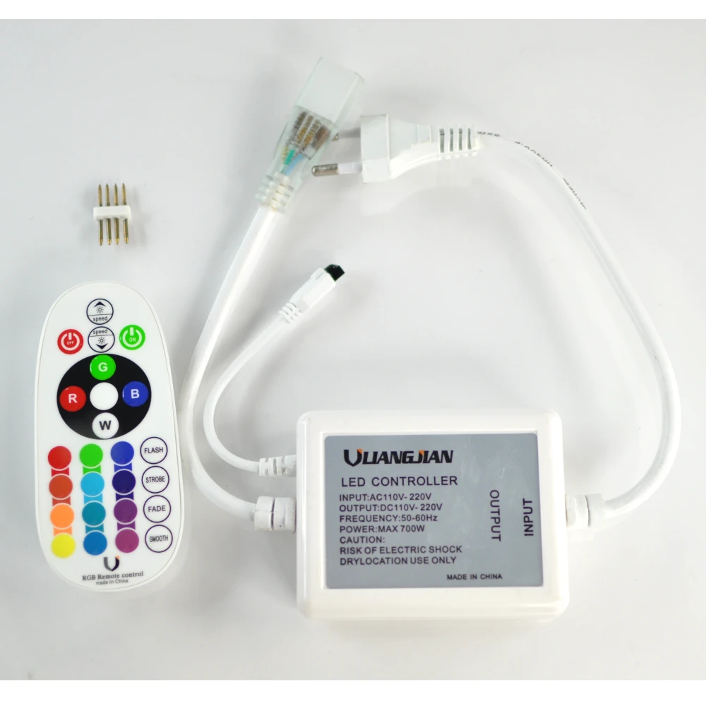 Controller striscia LED RGB 220V con dimmer e telecomando IR 24 tasti