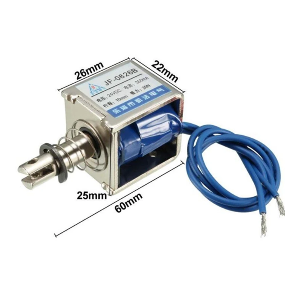 Electroimán lineal DC 24V JF-0826B con retorno de muelle
