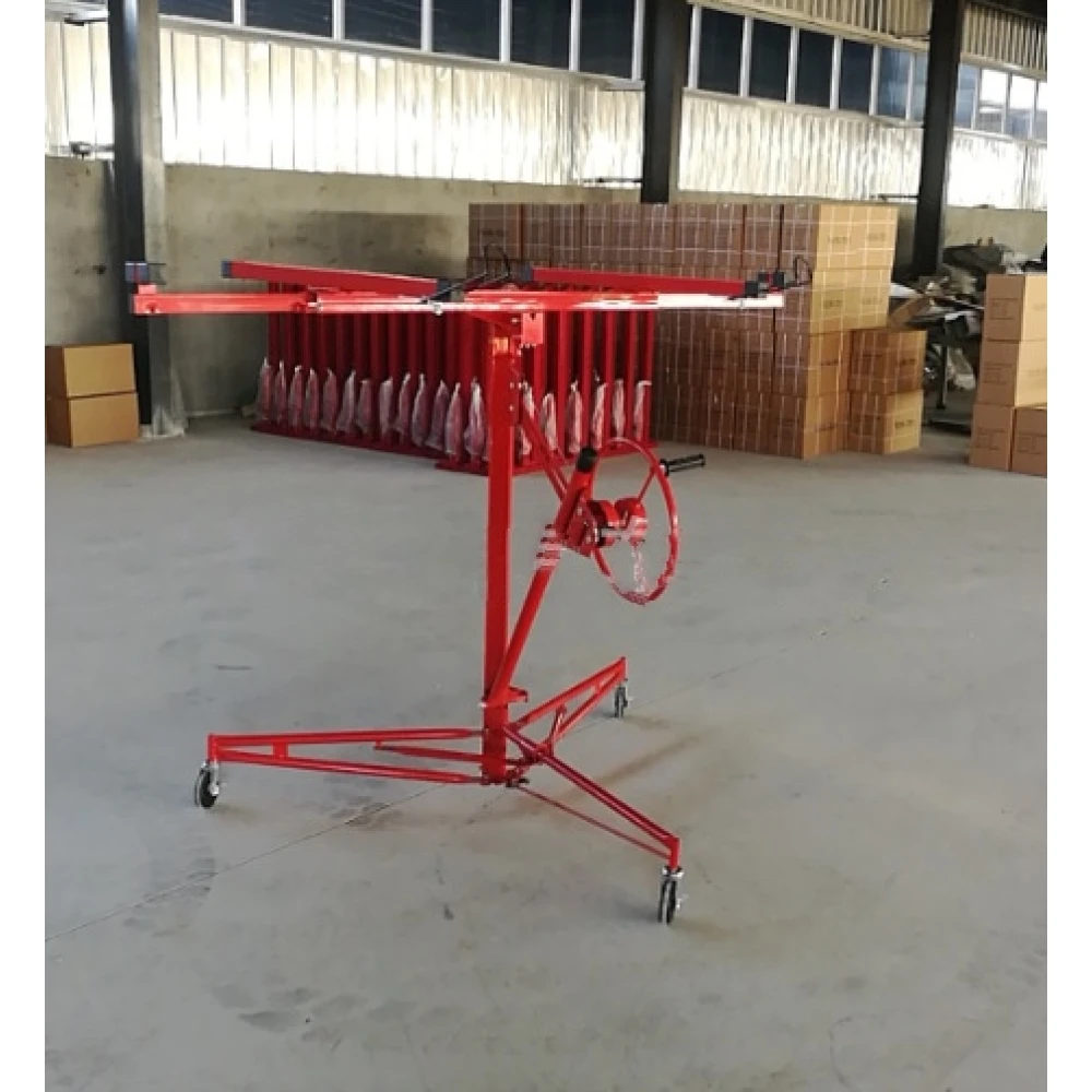 Elevador de paneles de yeso con ruedas para facilitar el movimiento en obra