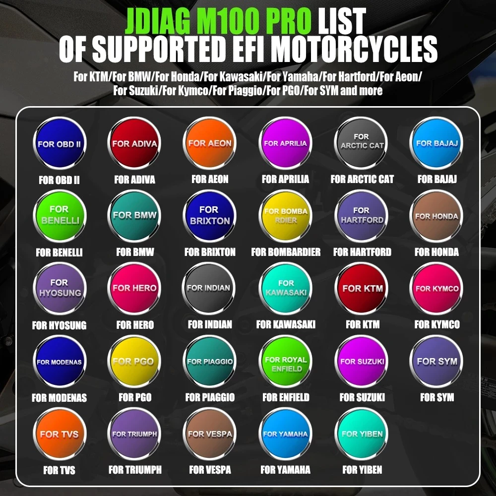 Scanner diagnostico moto OBD JDiag M100 Pro per moto KTM Honda Yamaha Kawasaki BMW