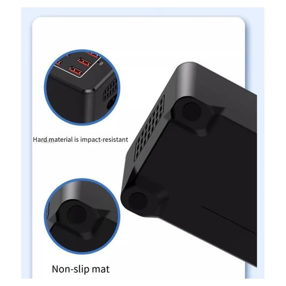 Vista frontal de la estación de carga USB múltiple de 20 puertos para oficina y hogar