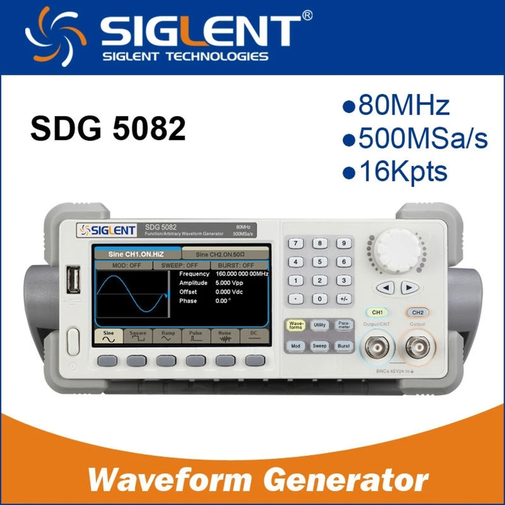 Generatore di funzioni arbitrario Siglent SDG5082 80MHz con doppia uscita e alta precisione