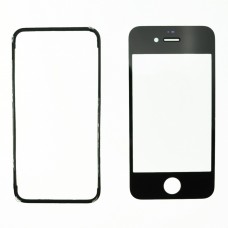 Vetro Nero Sostituzione Schermo Frontale Esterno Per Iphone 4s + Bezzel Adesivo
